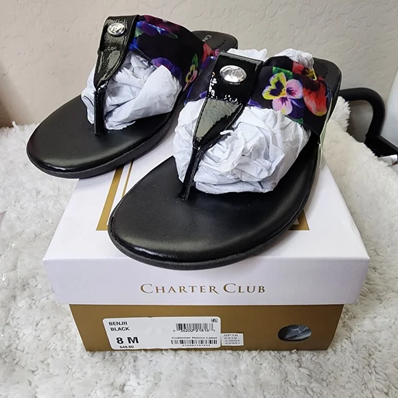 Charter Club Benjii sandals fabric cushioned flip flops sz 8m - Picture 13 of 15